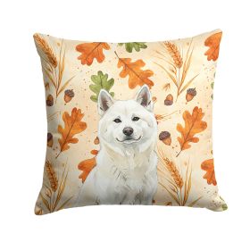 White Akita Heirloom Fall Throw Pillow Decorative Indoor Outdoor Accent Cushion for Couch, Bed or Patio, 14Hx14W